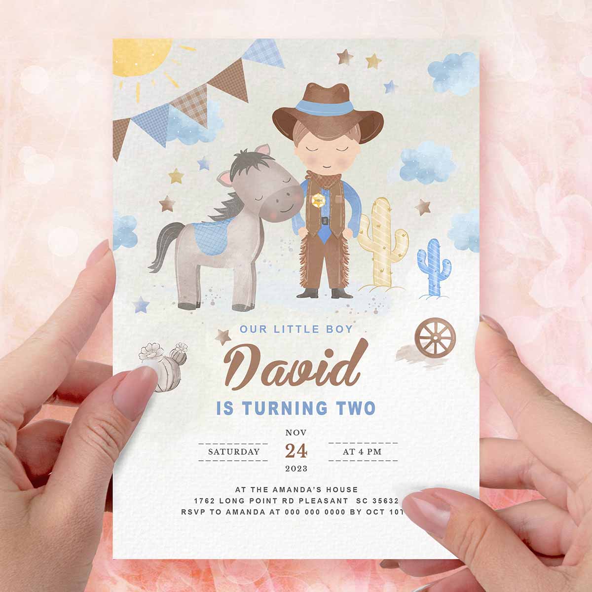 Cowboy Birthday Invitation Boy's Birthday Invites