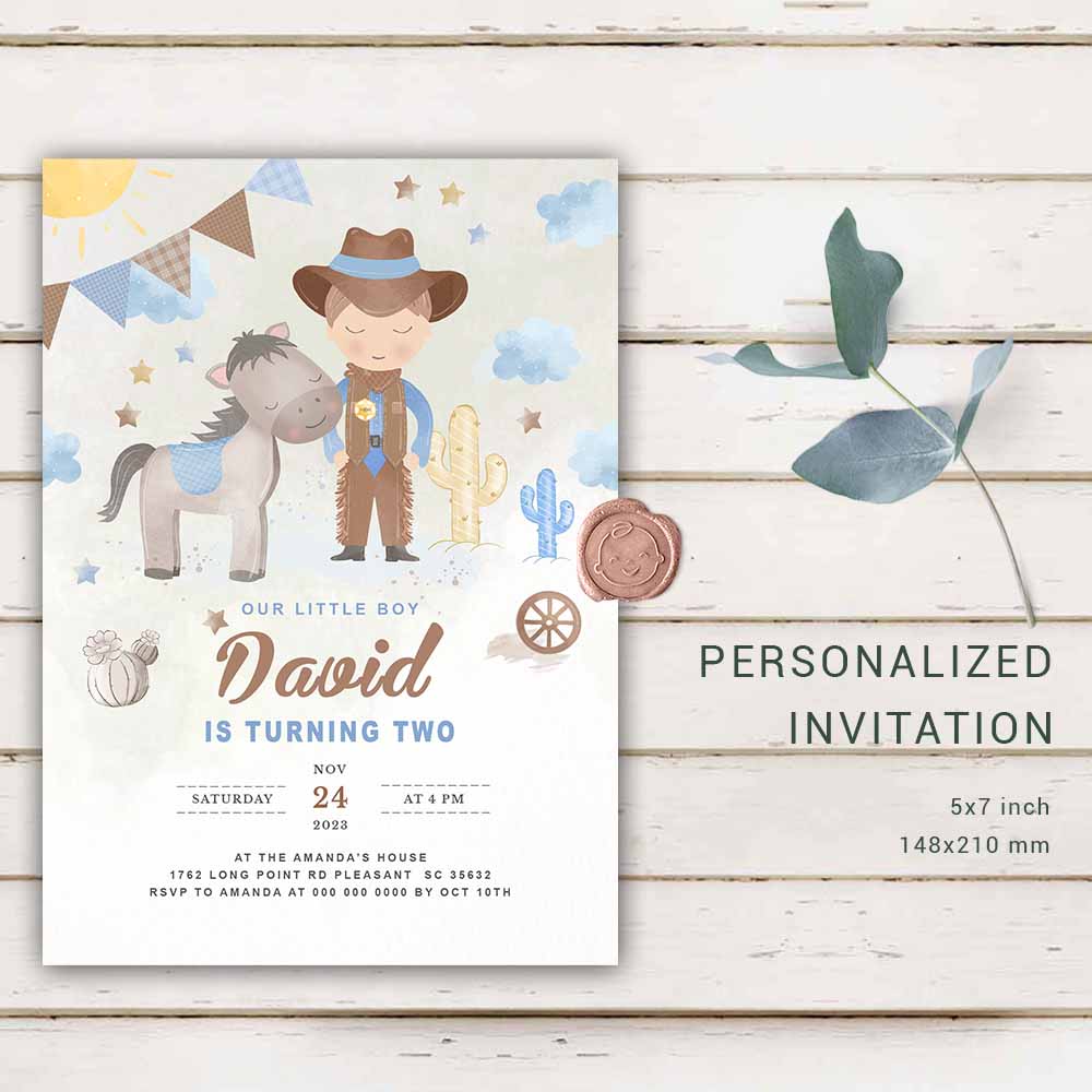 Personalized Cowboy Birthday Invitation