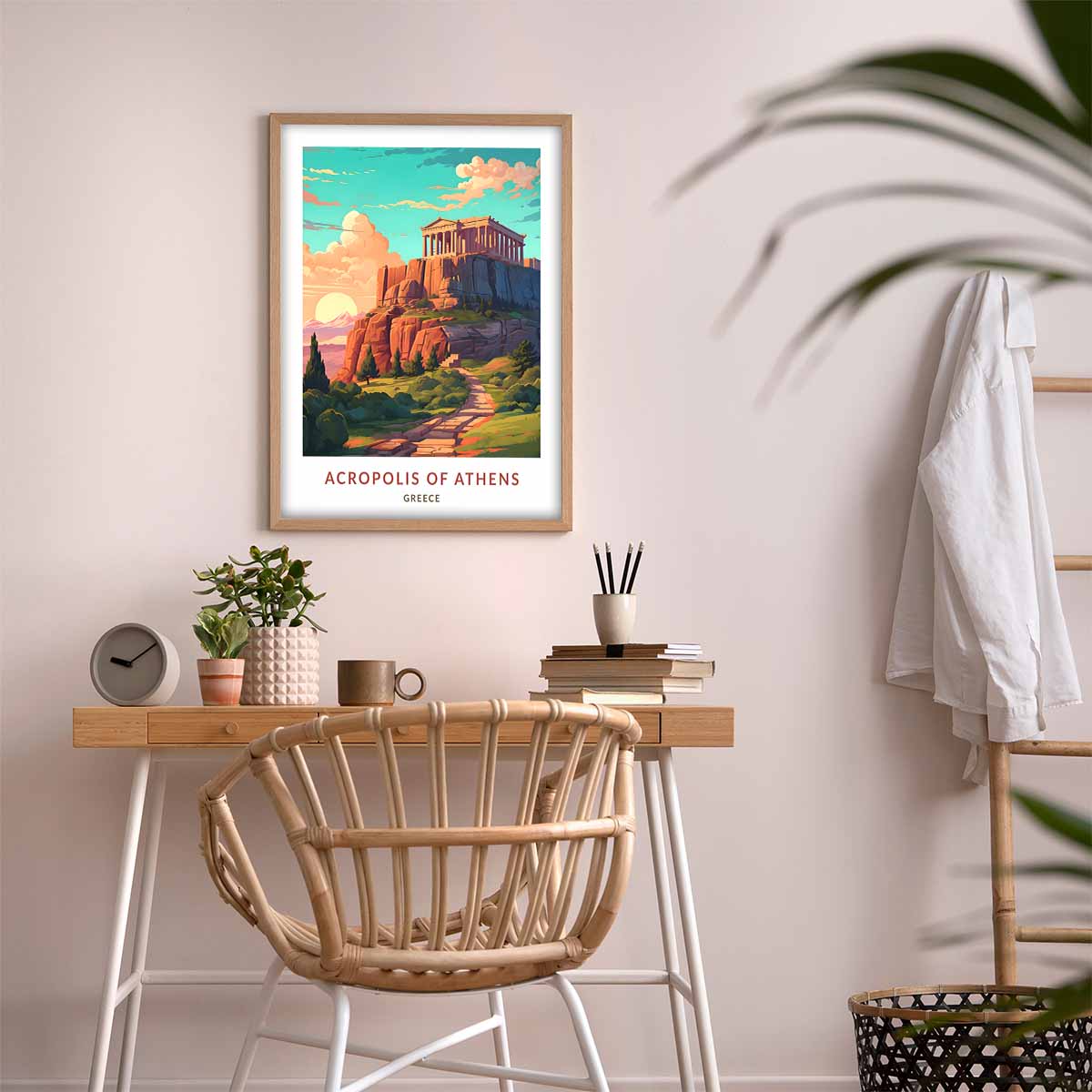 Acropolis of Athens Greece Travel Poster  Wall Art for Home Décor