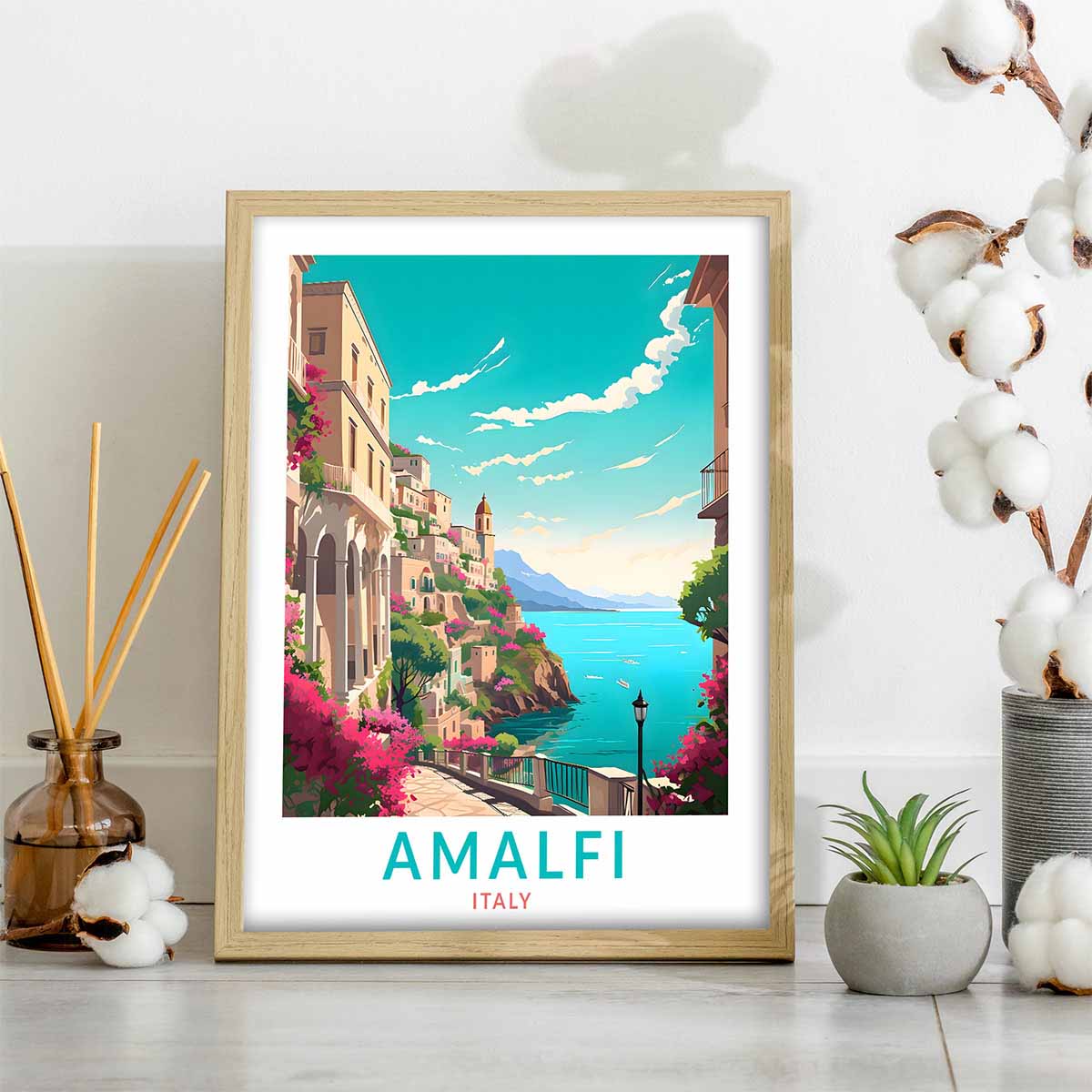 Amalfi Italy Travel Poster - Elegant Home Décor
