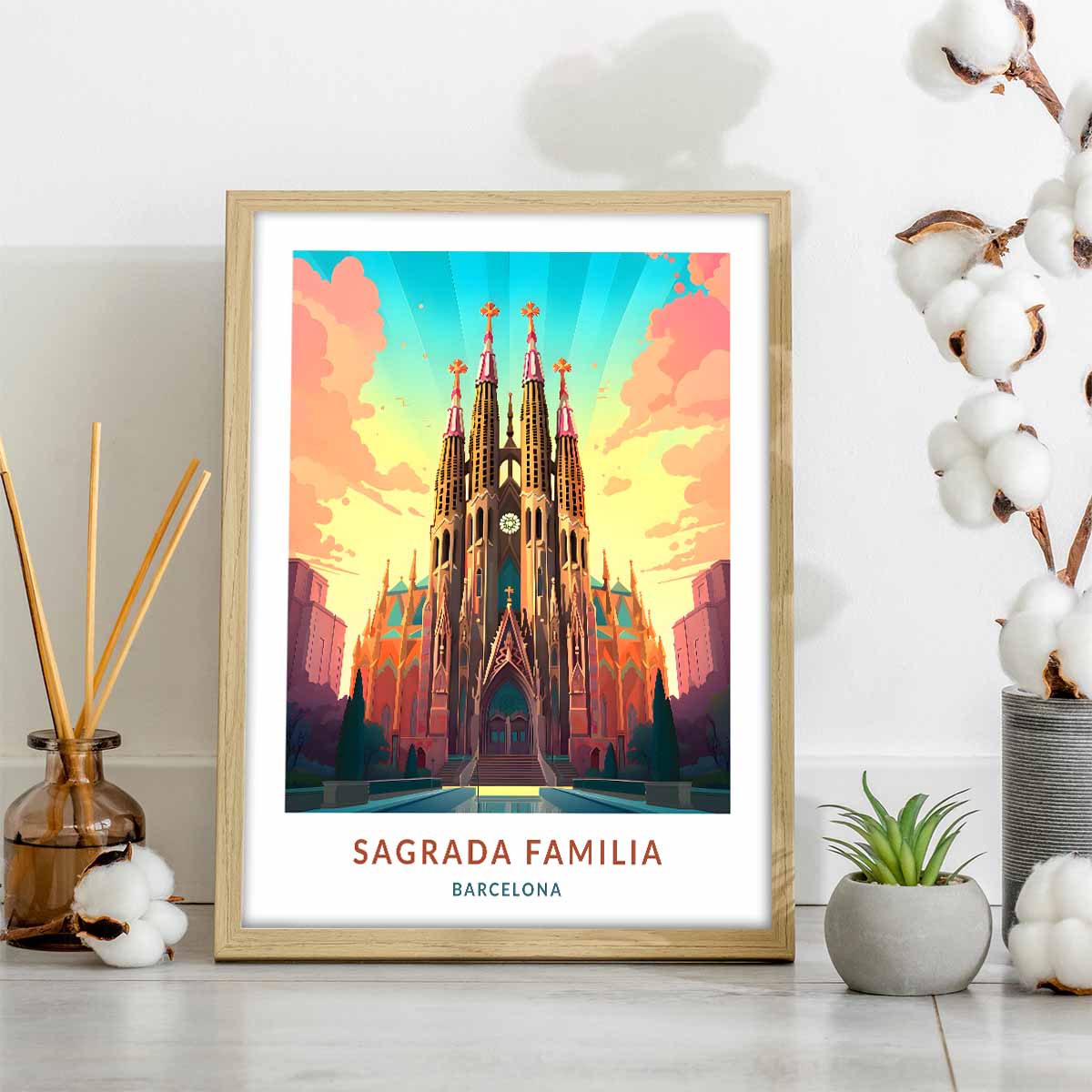 Architectural Wonder Sagrada Familia Travel Poster for Home Decor