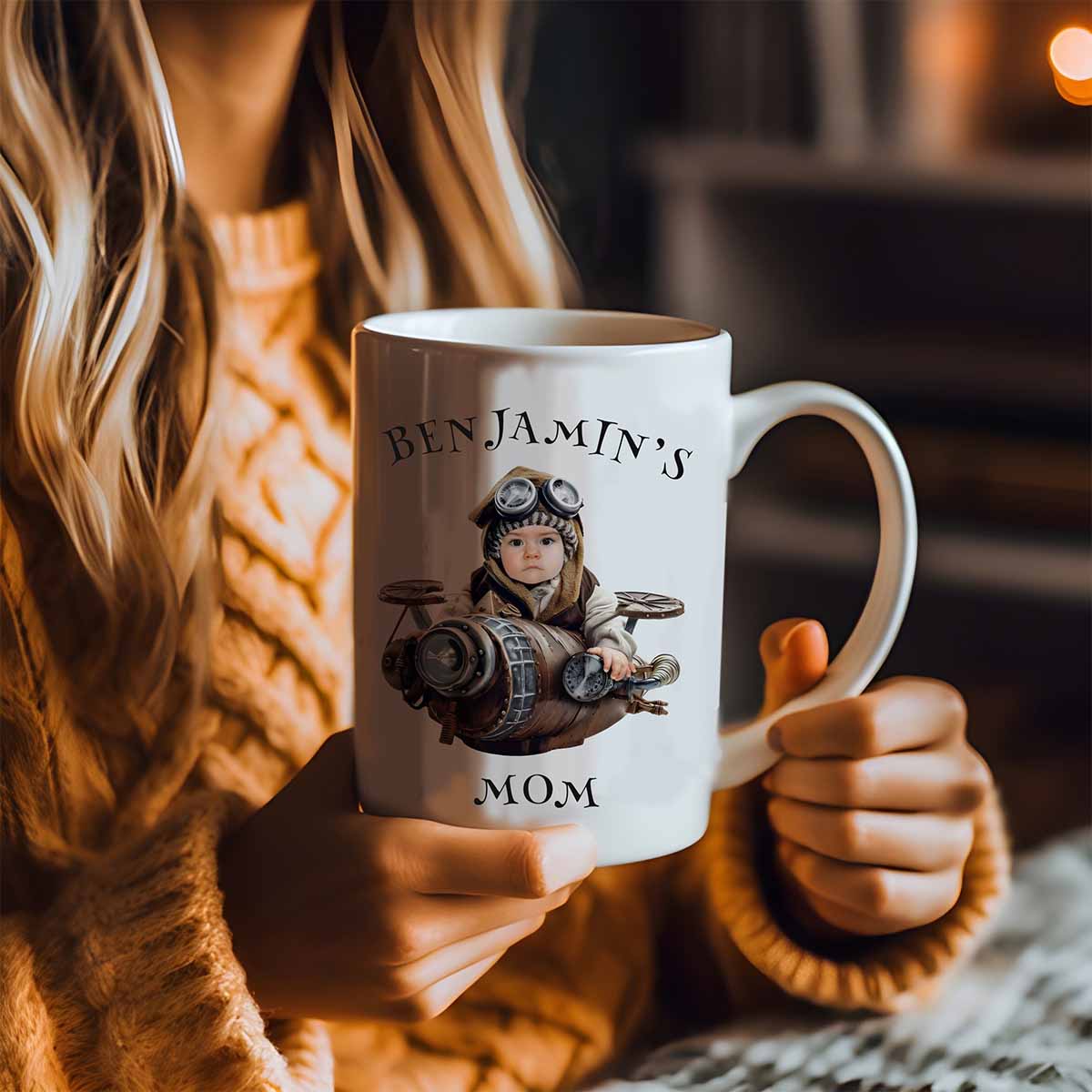 Woman hold Personalized Baby Face Mug 