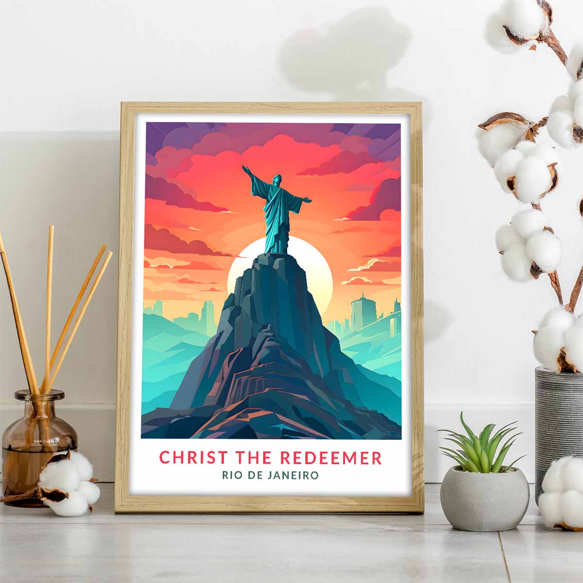 Christ The Redeemer Rio Travel Poster  Wall Art for Home Décor