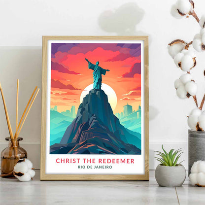 Christ The Redeemer Rio Travel Poster  Wall Art for Home Décor
