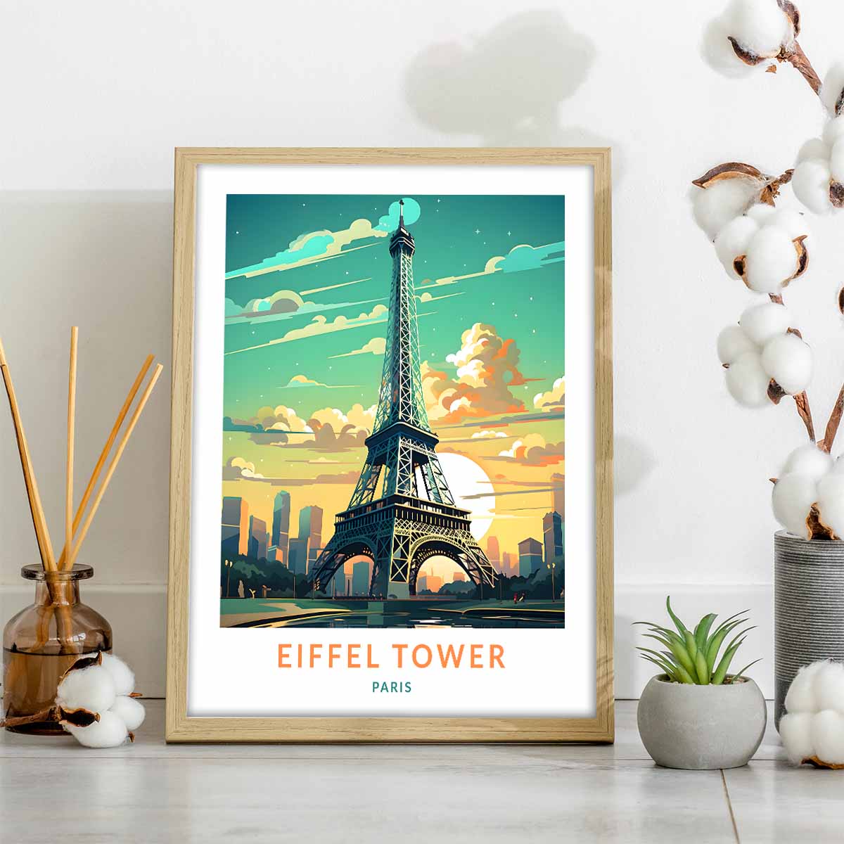 Colorful Eiffel Tower Poster  Travel Wall Art Print for Your Home
