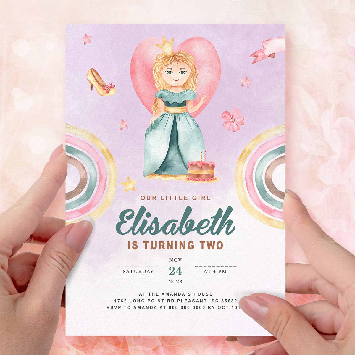 Elegance Princess Birthday Invitation  Girl's Birthday Invites