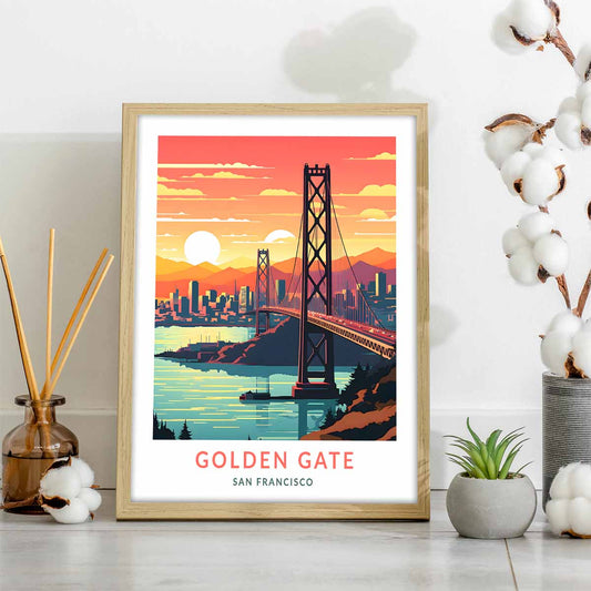 Golden Gate San Francisco Travel Poster  Wall Art Print for Home Décor