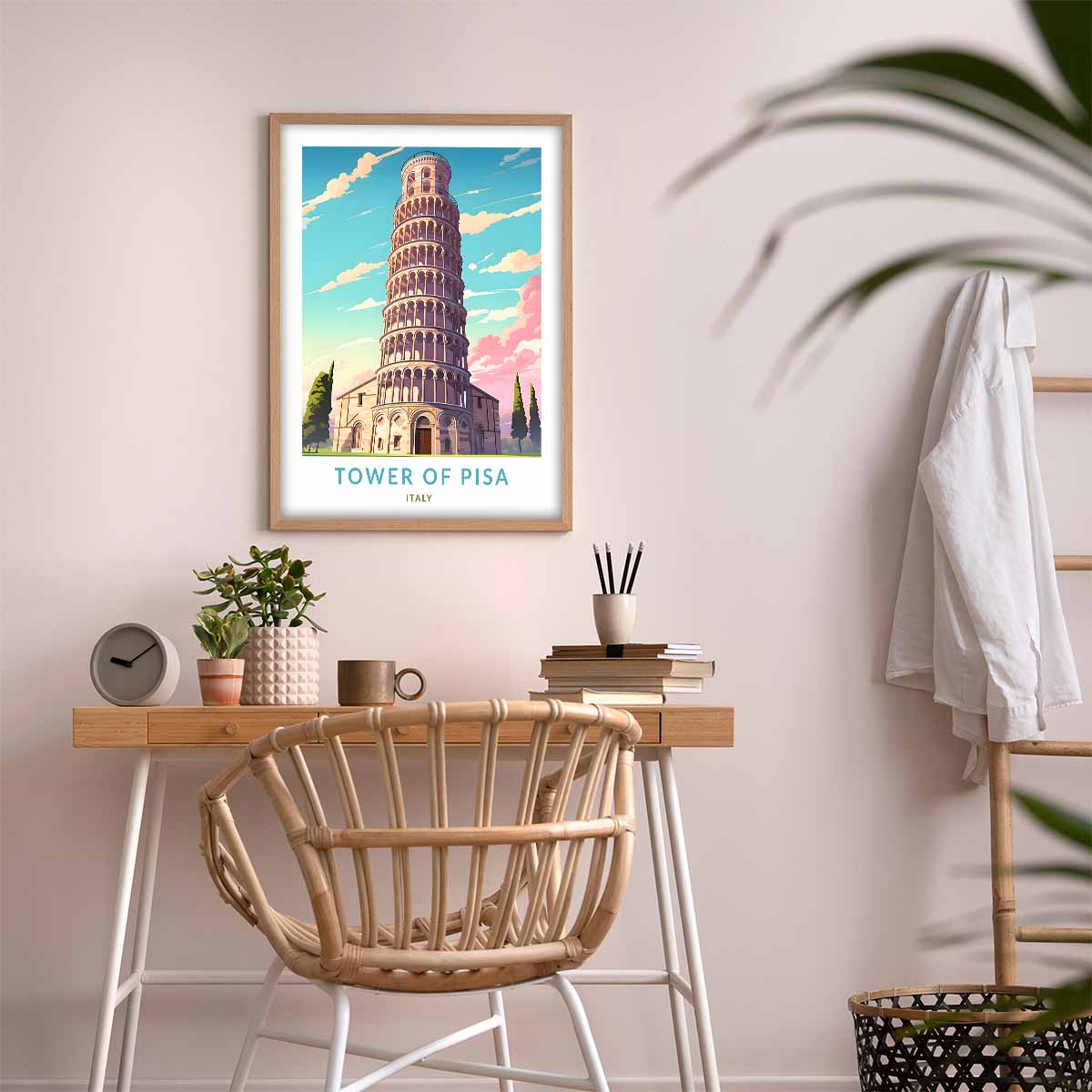 Lean into Art Tower of Pisa Italy Travel Poster for Chic Home Decor