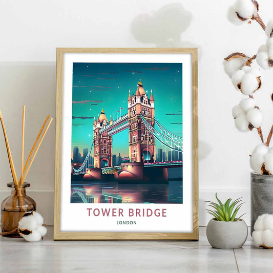 London's Iconic Tower Bridge Travel Poster Art for Your Home Decor