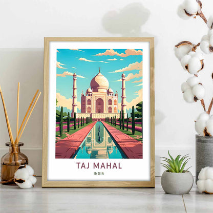 Majestic Taj Mahal Travel Poster  Wall Art for Home Décor