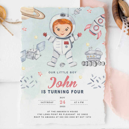 Out of This World! Space Birthday Invitation  Boy's Birthday Invites