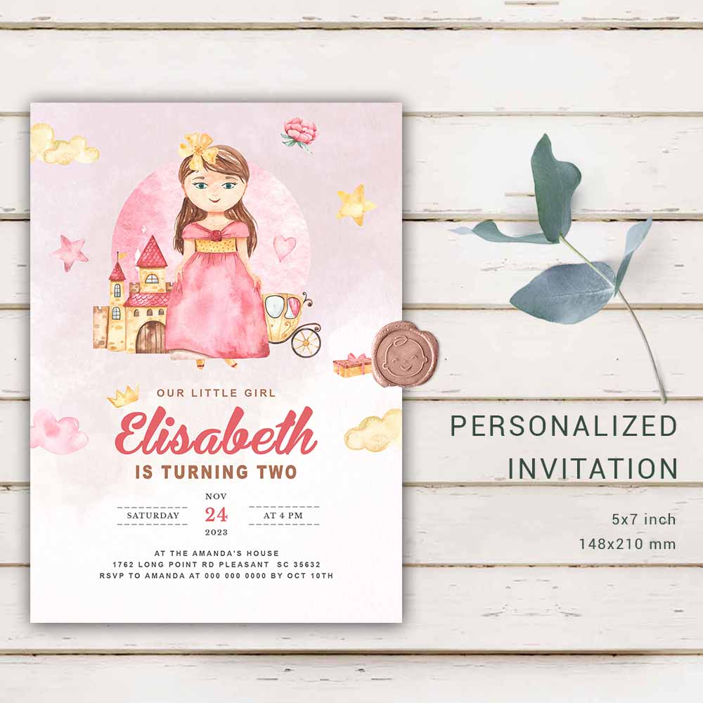 Personalized Castle Princess Birthday Invitation  Girl's Birthday Invites