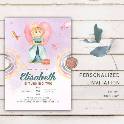 Personalized Elegance Princess Birthday Invitation  Girl's Birthday Invites
