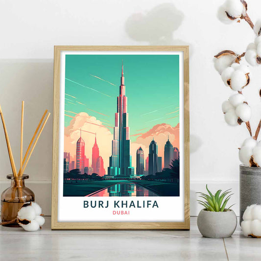 Reach for the Sky Burj Khalifa Travel Poster for Your Home Décor