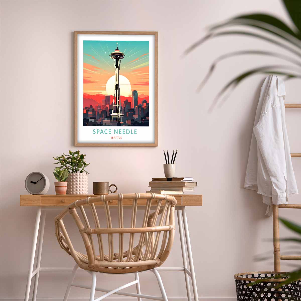 Seattle's Towering Beauty Space Needle Travel Poster for Your Wall