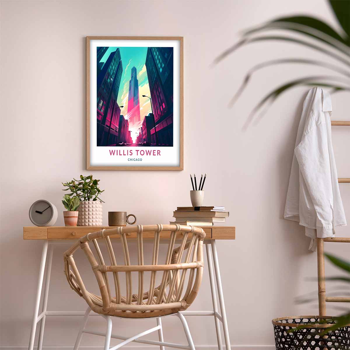 Skyline Majesty Willis Tower Chicago Travel Poster for Chic Home Décor